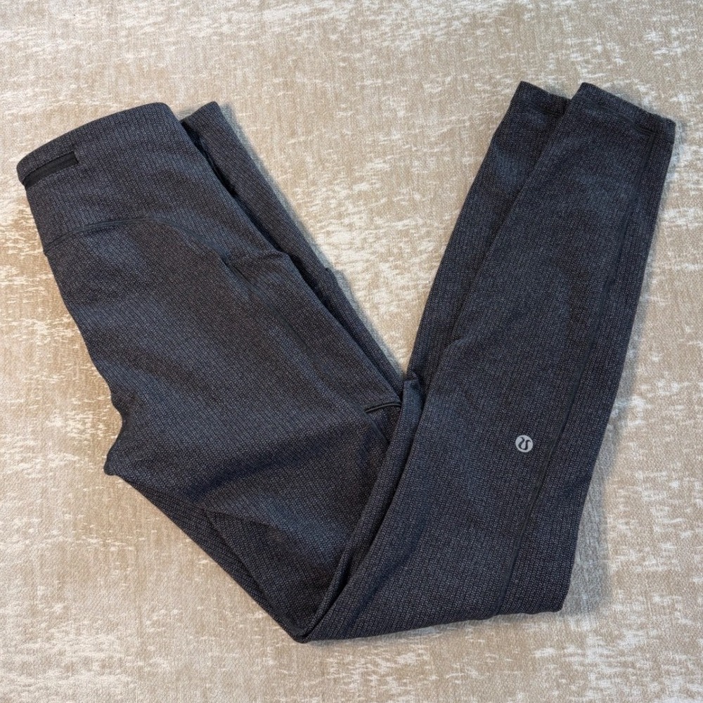 Lululemon Speed Up Tight Herringbone Black White High Rise Leggings Pockets